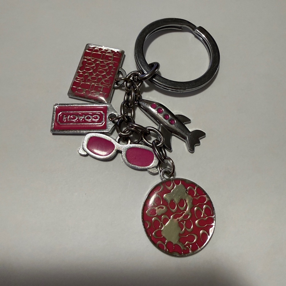 Coach Pink and Silver Key Charm Set